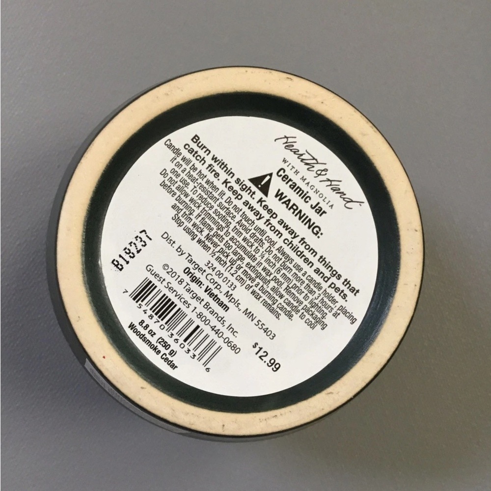 Hearth & Hand Magnolia Woodsmoke Cedar Candle Discontinued - Picture 3 of 3